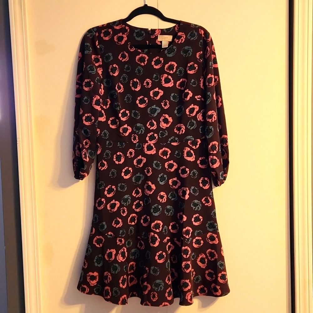 Ann Taylor Loft Outlet Floral Long Sleeve Dress